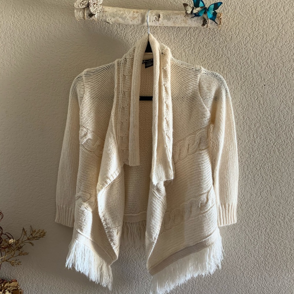 Planet Gold Knit Cardigan W/ Fringe